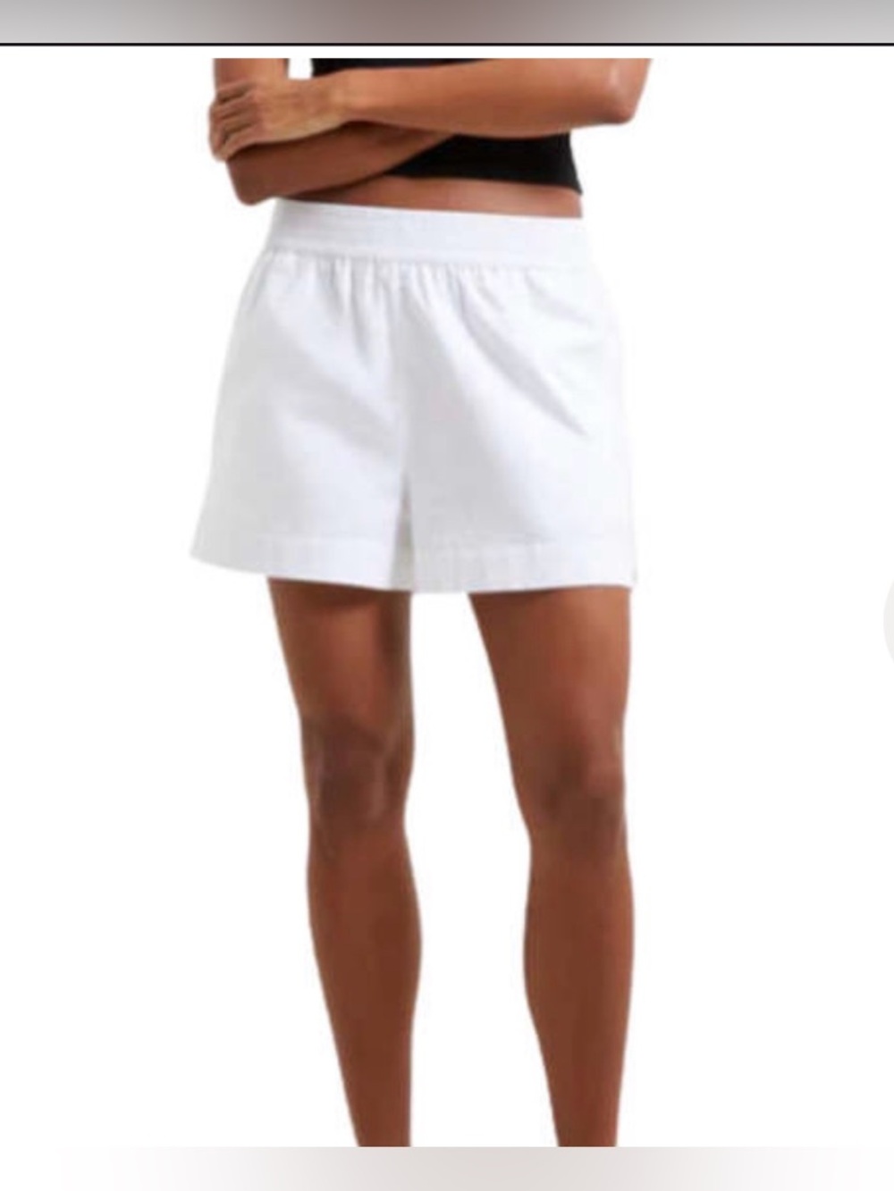 French Connection Rhodes Poplin Lined Pull-On Shorts in Summer White Size Small